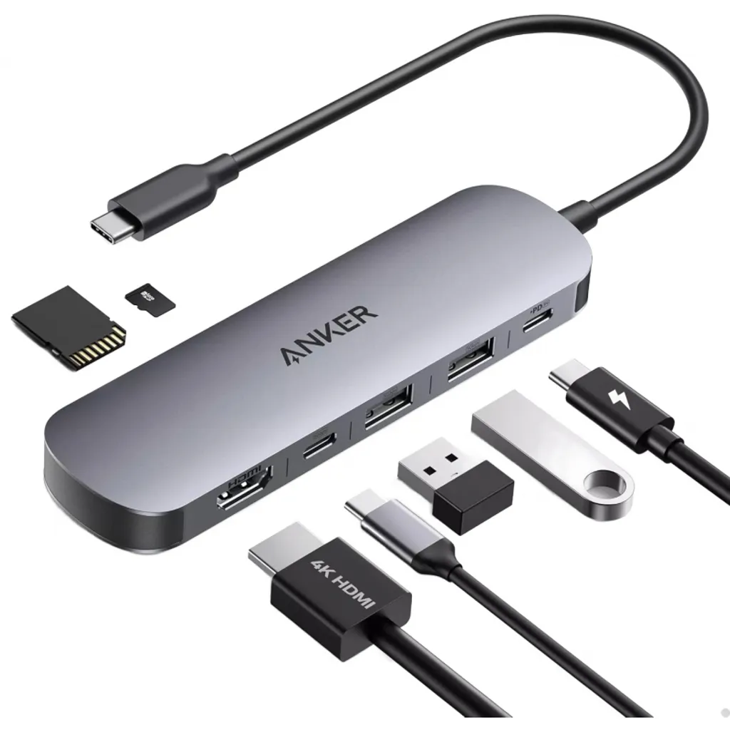 Anker 7-i-1 USB-C Hub 2x USB-A / 2x USB-C / 1x HDMI / 1x SD / 1x microSD