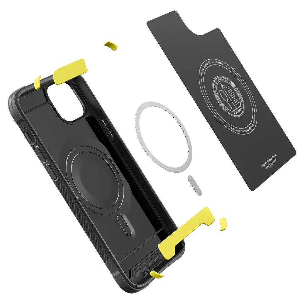 Spigen Rugged Armor Magfit - Baksidesskydd för mobiltelefon - MagSafe-kompatibilitet - polykarbonat, termoplastisk polyuretan (TPU), stötskum - mattsvart - för Apple iPhone 14, bild 2