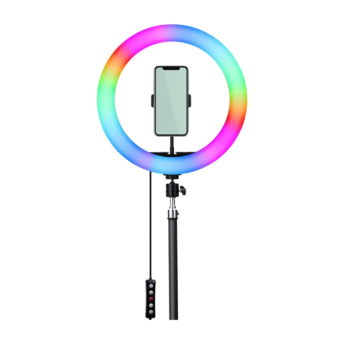 Dacota Platinum 33 cm RGB-ringlampa med stativ och väska
