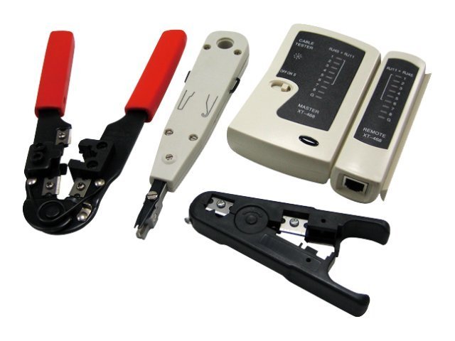 LogiLink Networking Tool Set Bag, testare för RJ11 / RJ12 / RJ45, krimptång och kroneverktyg