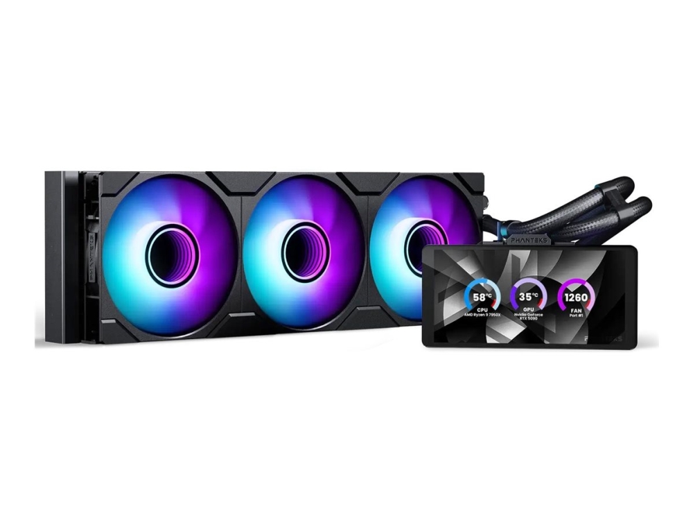 Phanteks Glacier One 360M25 LCD AIO-vattenkylare 360 mm 6-tumsskärm, svart
