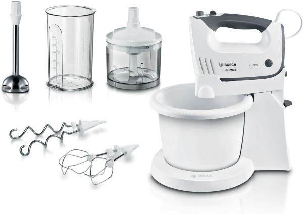 Bosch ErgoMixx MFQ37490 elvisp 450 W, bunke 3 L, vit/grå