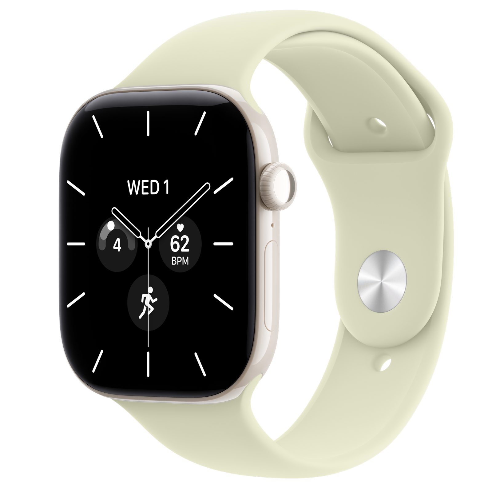 Apple Watch Series 12 (GPS + Cellular) • Keramikboett pärlvit, 46 mm • Sportband ljusgrön suckulent