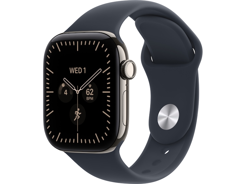 Apple Watch Series 12 GPS + Cellular 42 mm naturlig titan, marinblå Sportband - S/M, bild 3