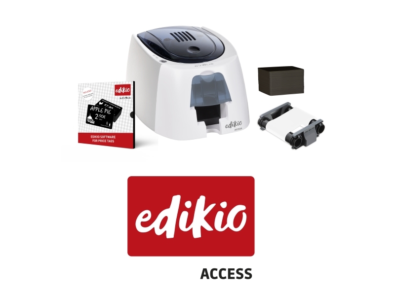 Evolis Edikio Access kortskrivare enkelsidig 12 punkter/mm (300 dpi) USB-kit, termotransfer (monokrom) upplösning 12 punkter/mm, max 240 kort/tim