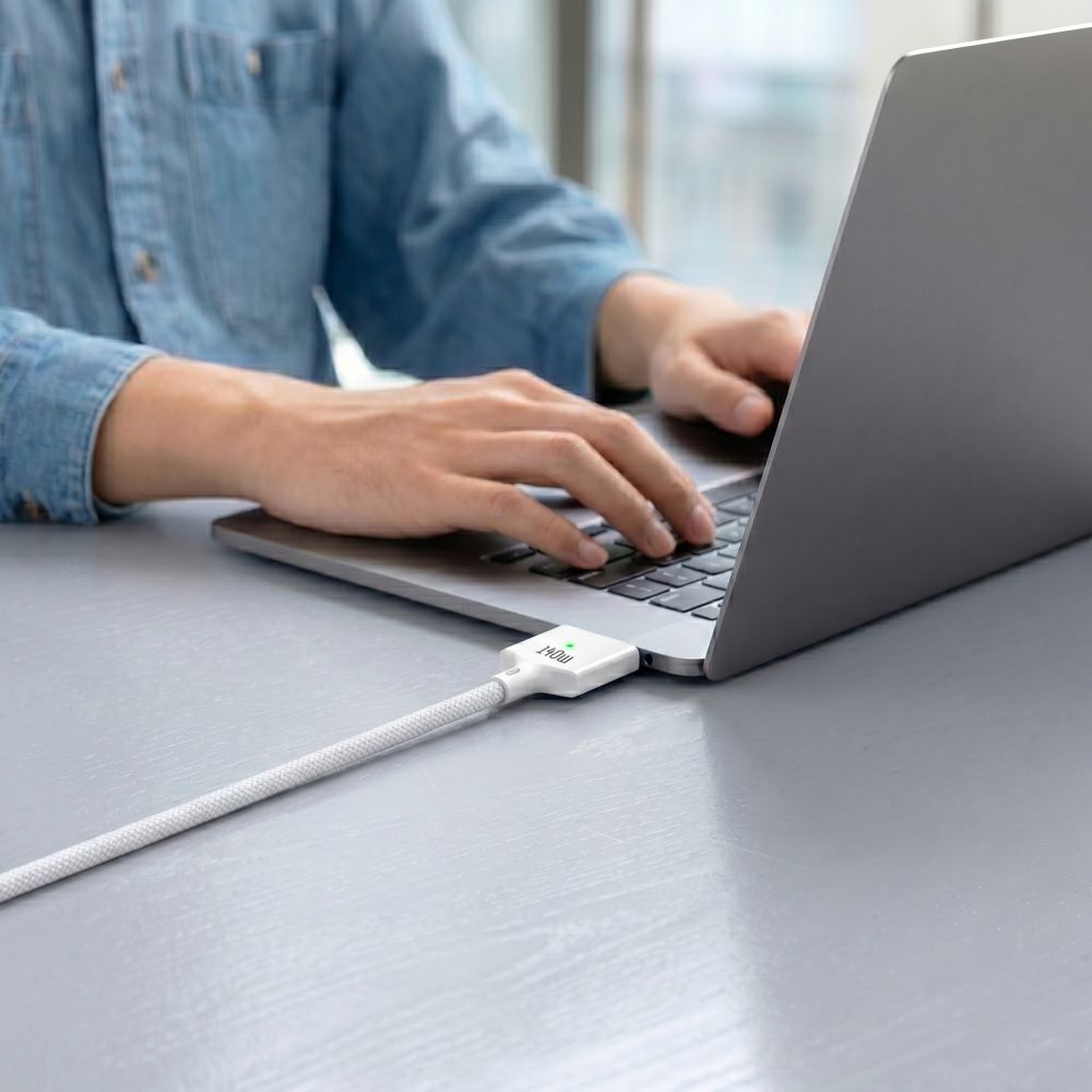 Tech-Protect MMC01 Ultraboost USB-C / USB-C MagSafe 3, 140 W, 200 cm kabel för MacBook – Vit, bild 4