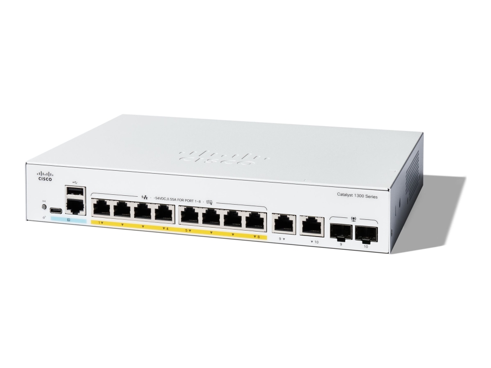 Cisco Catalyst 1300, hanterad, L2, Gigabit Ethernet (10/100/1000), Strömförsörjning via Ethernet (PoE) stöd, Rackmontering