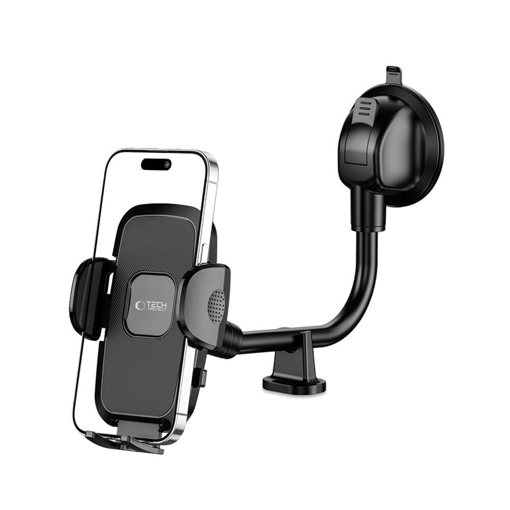 Tech-Protect V3 biltelefonhållare med lång arm för vindruta/cockpit - svart, bild 2