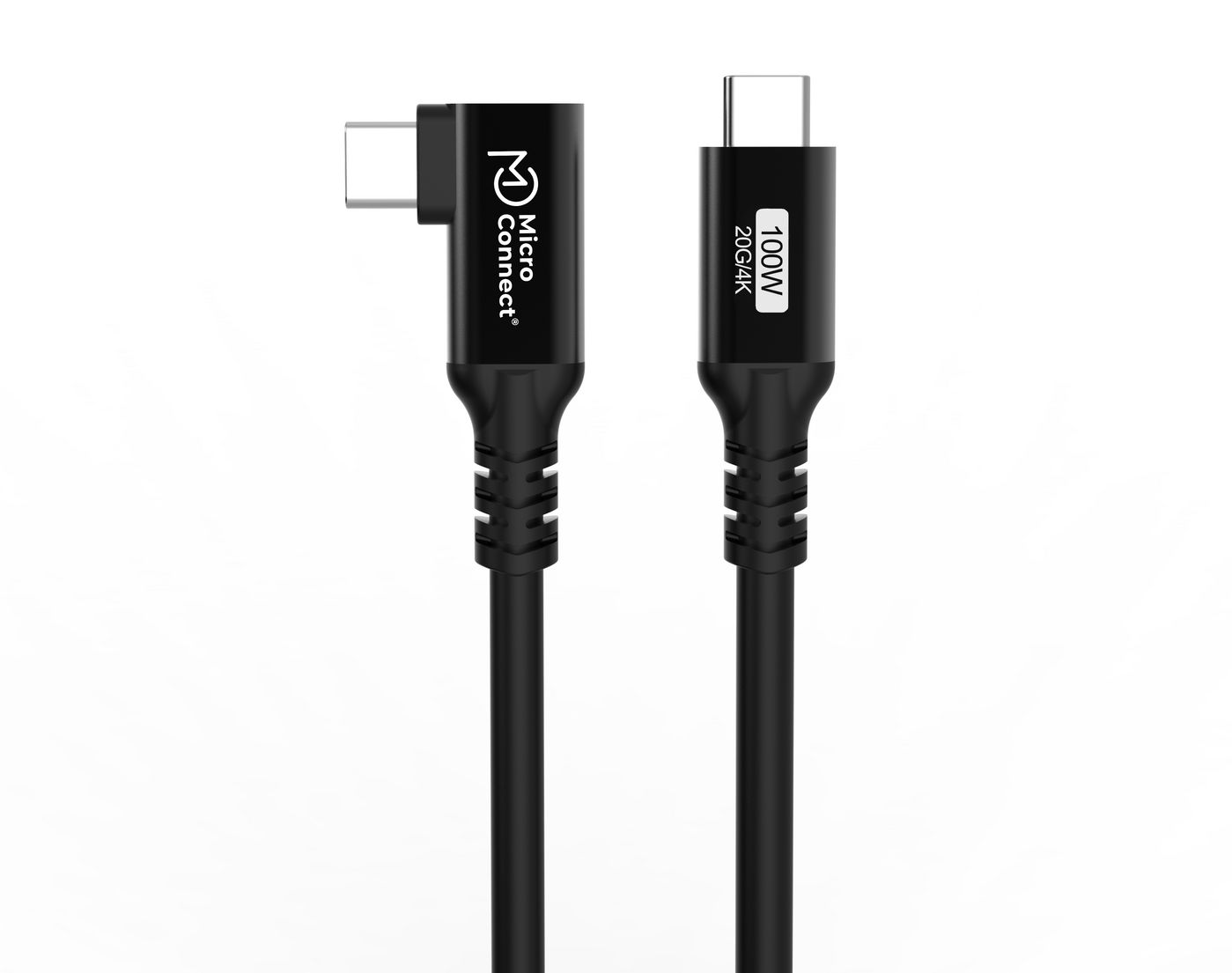 MicroConnect Premium USB-C 3.2 Gen.2, rak-vinklad, 20Gbps, 100W, 1m - Svart, bild 3