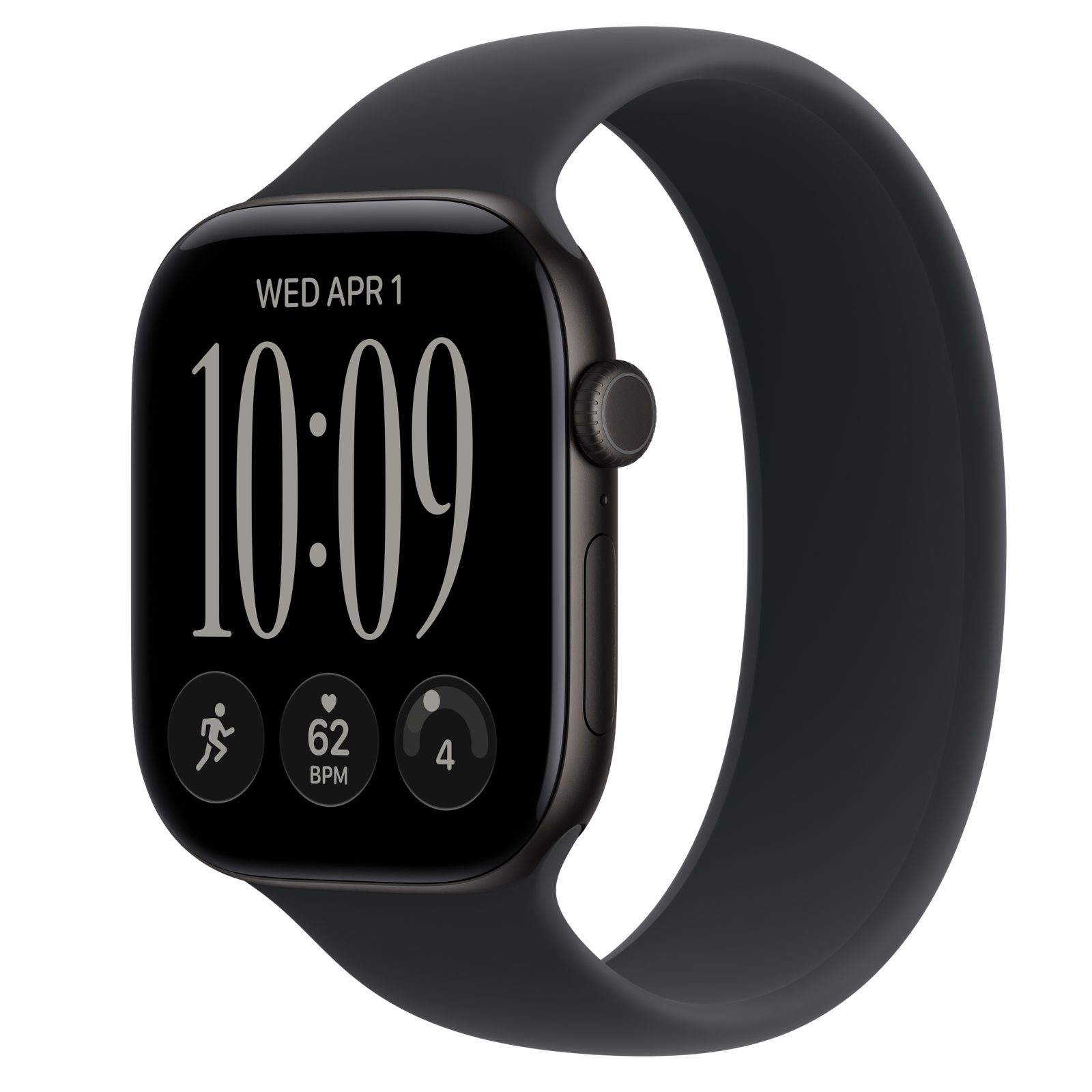 Apple Watch Series 12 (GPS) • Aluminiumboett svart, 46 mm • Sololoop svart