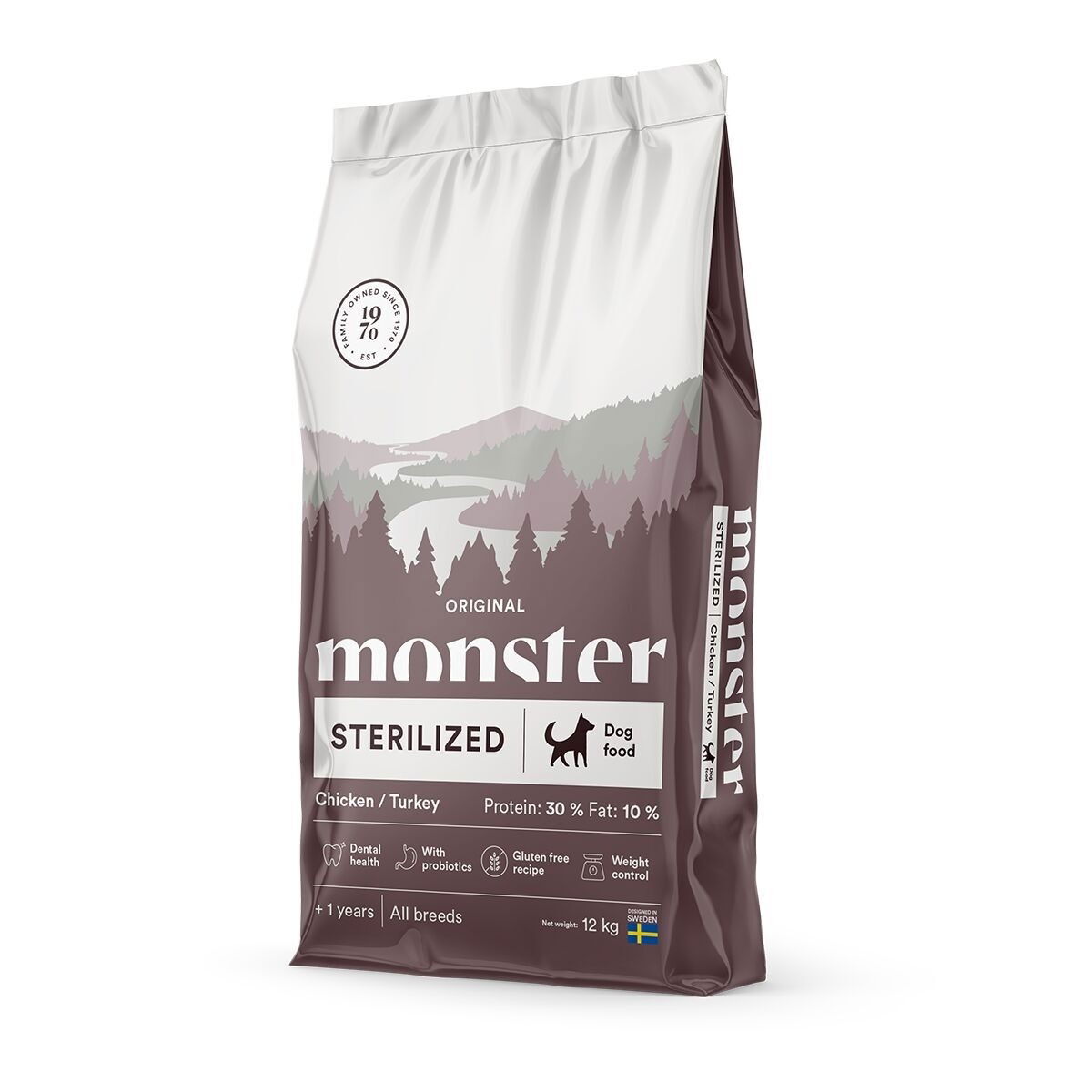 Monster Dog Adult All Breeds Sterilized Chicken & Turkey Torrfoder till Hund 12 kg