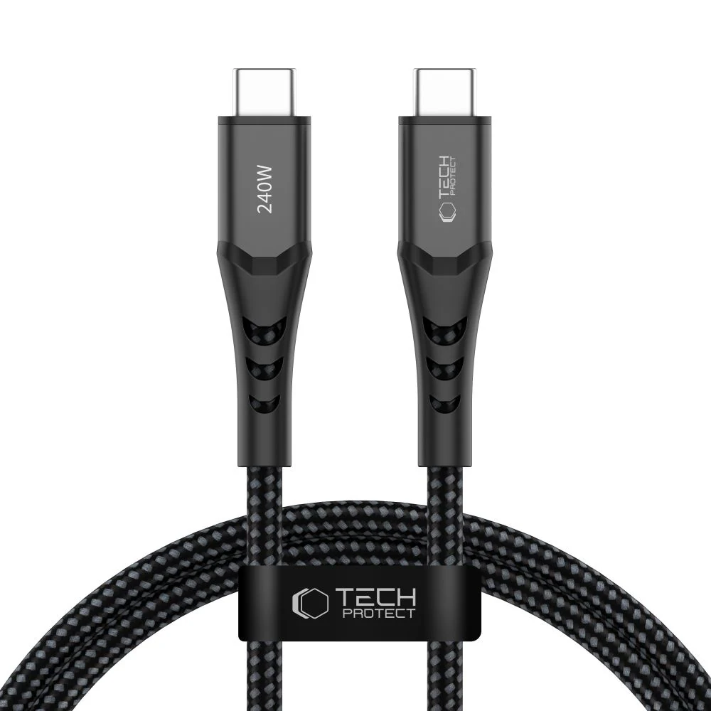 Tech-Protect Ultraboost UB11T USB-C / USB-C PD 240 W / QC3.0-kabel 100 cm – Svart