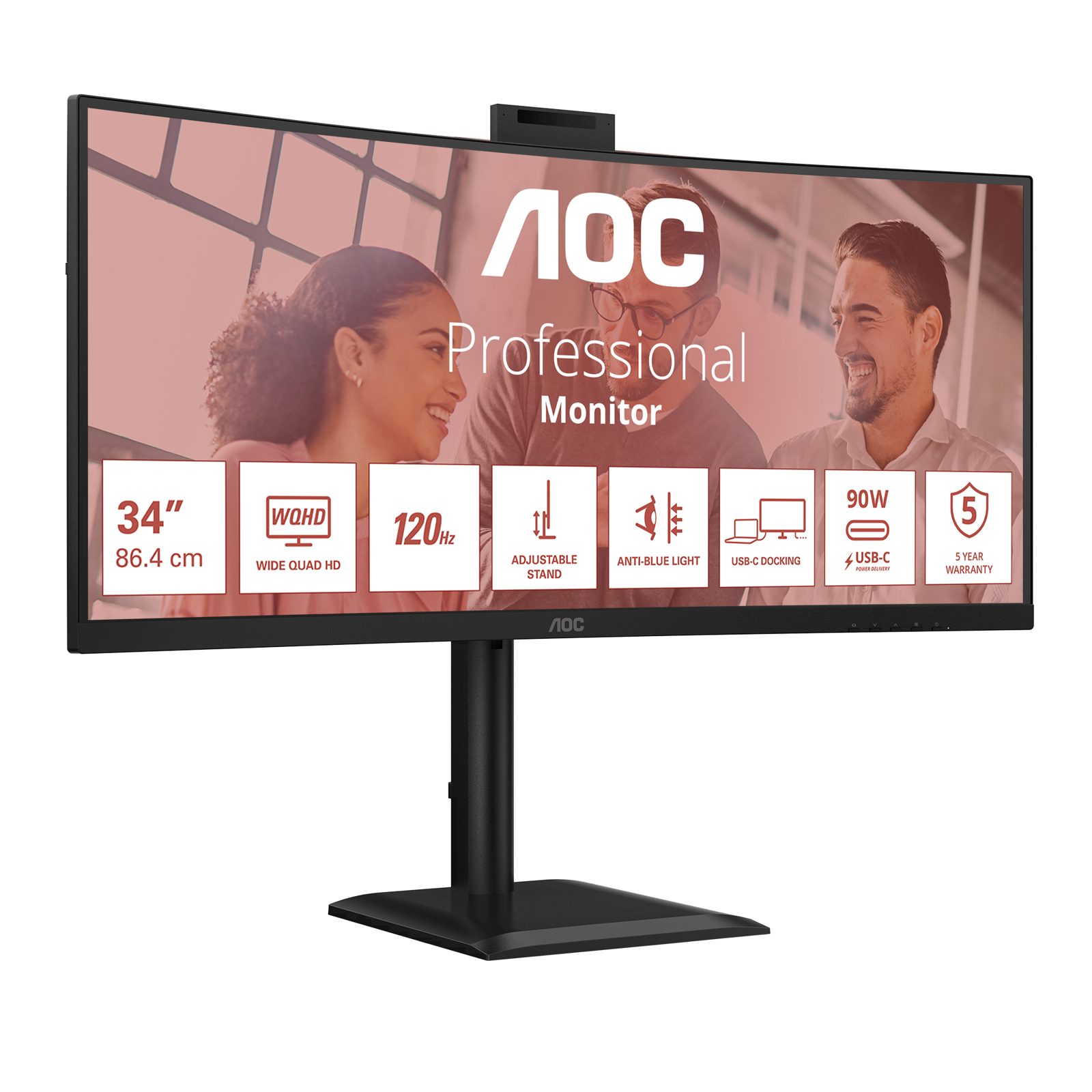 AOC 34" CU34E4CW VA WQHD 120 Hz USB-C, bild 5
