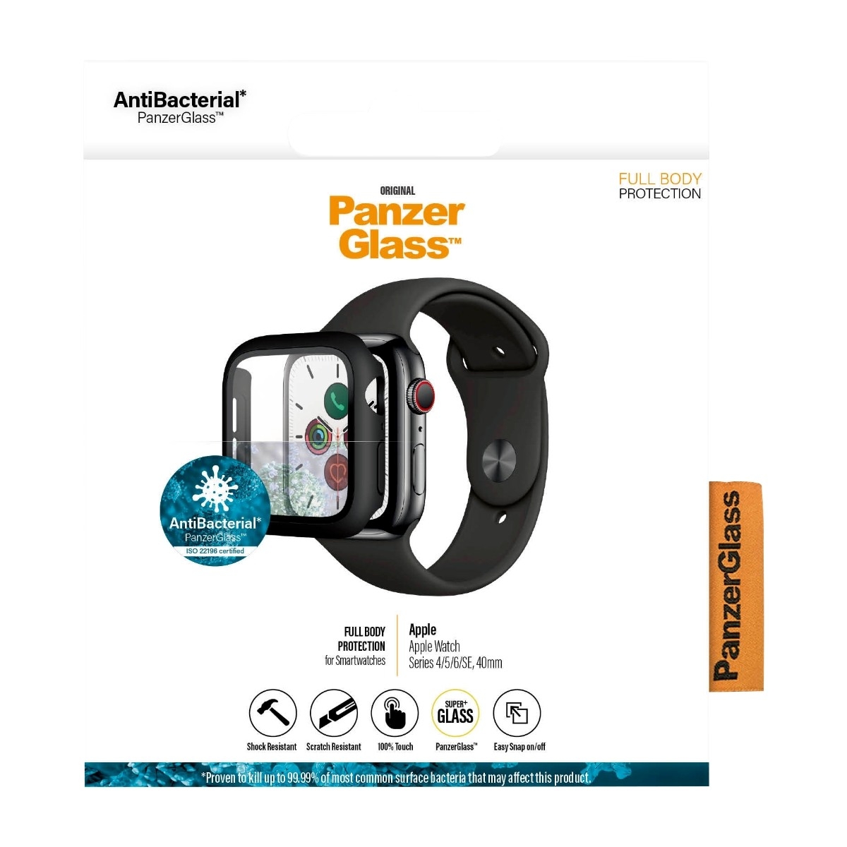 PanzerGlass 360 Apple Watch 4/5/6/SE 40 mm, svart