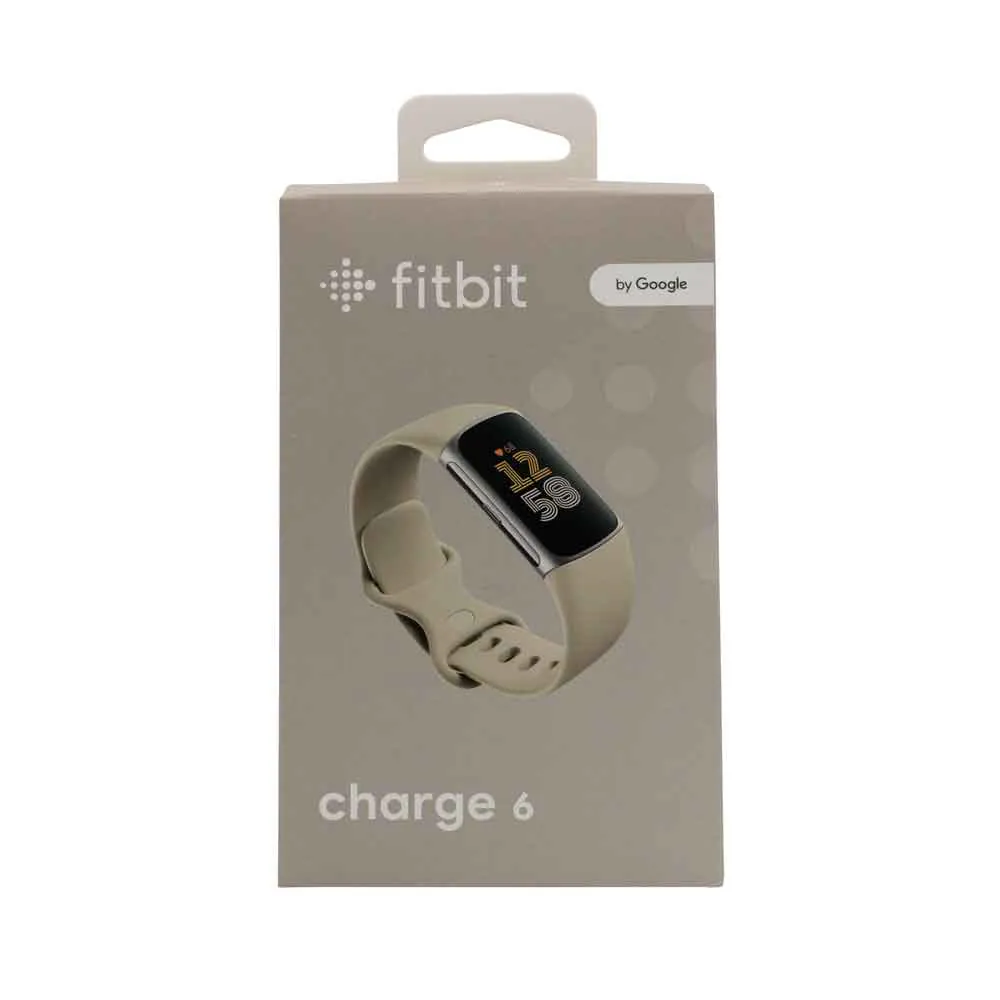 Fitbit Charge 6 aktivitetsarmband AMOLED GPS NFC, Porslin/Silver