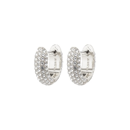 PILGRIM - LONA Chunky Crystal Huggie Hoops - Silver-Plated - 17 mm
