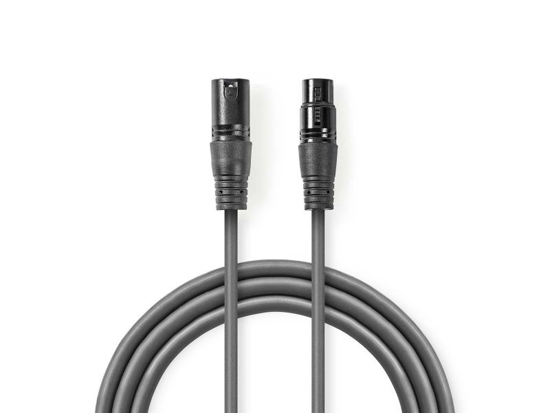 Nedis COTH15010GY10, XLR (3-pin), Hankontakt, XLR (3-pin), Honkontakt, 1 m, Grå