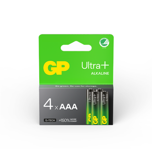 GP - Ultra Plus Alkaline Battery, Size AAA, 24AU/LR03, 1.5V (4-pack)