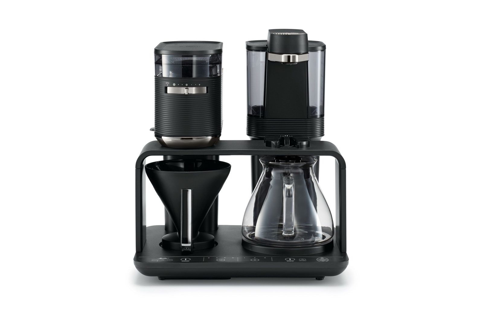Melitta EPOS 1024-01, Droppande kaffebryggare, Kaffebönor, Inbyggd kvarn, 1515 W, Svart, Silver