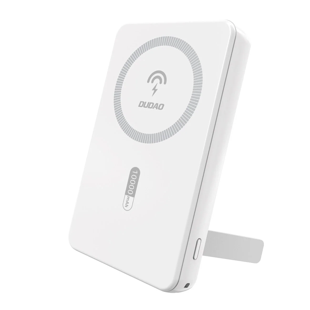 Dudao K14S+ 10 000 mAh 22,5 W magnetisk powerbank USB-A/USB-C, MagSafe, stativ – vit
