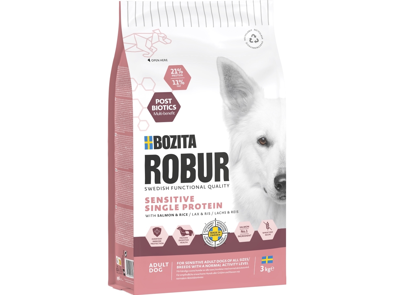 Bozita Robur Adult Sensitive Single Protein Salmon Hundmat 3kg