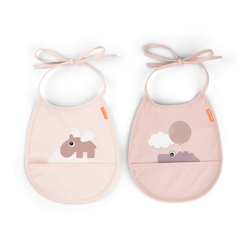 Done by Deer - Tiny pocket bib 2-pack - Happy clouds Powder - 20 x 19,5 cm
