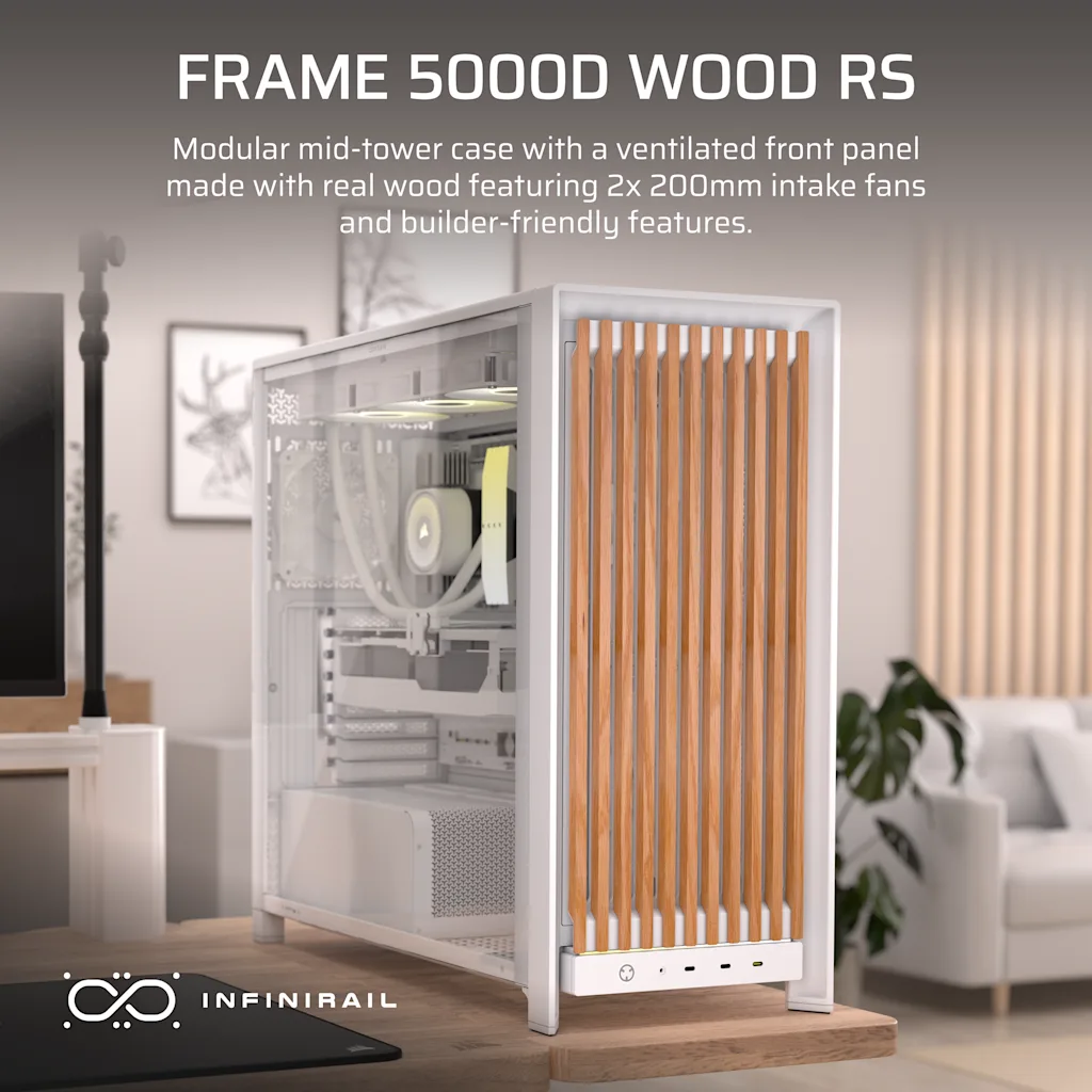 Corsair FRAME 5000D WOOD RS - Chassi - Miditower - Vit, bild 2