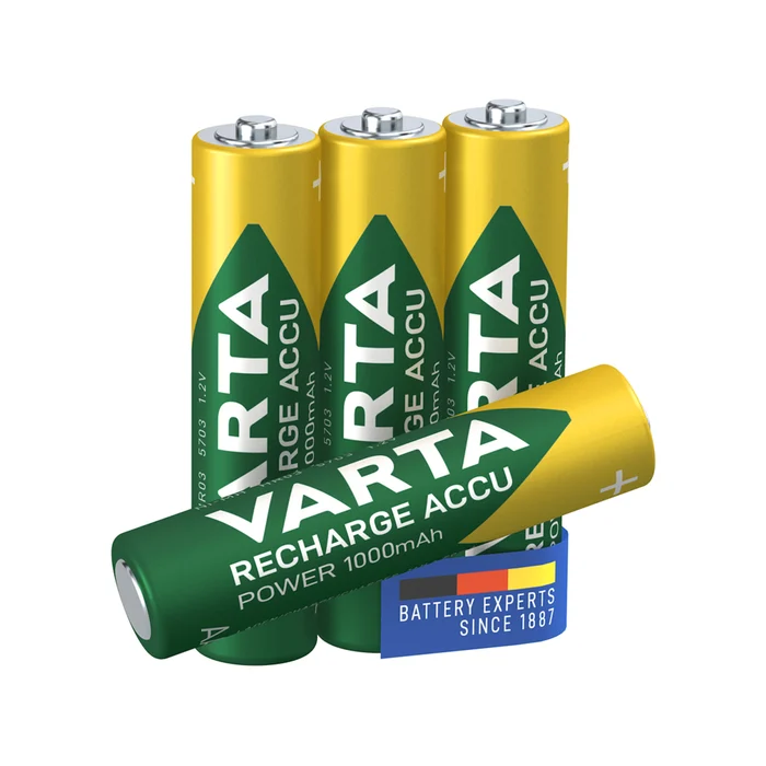 VARTA Recharge Accu Power uppladdningsbart AAA batteri 1000mAh, 4 st