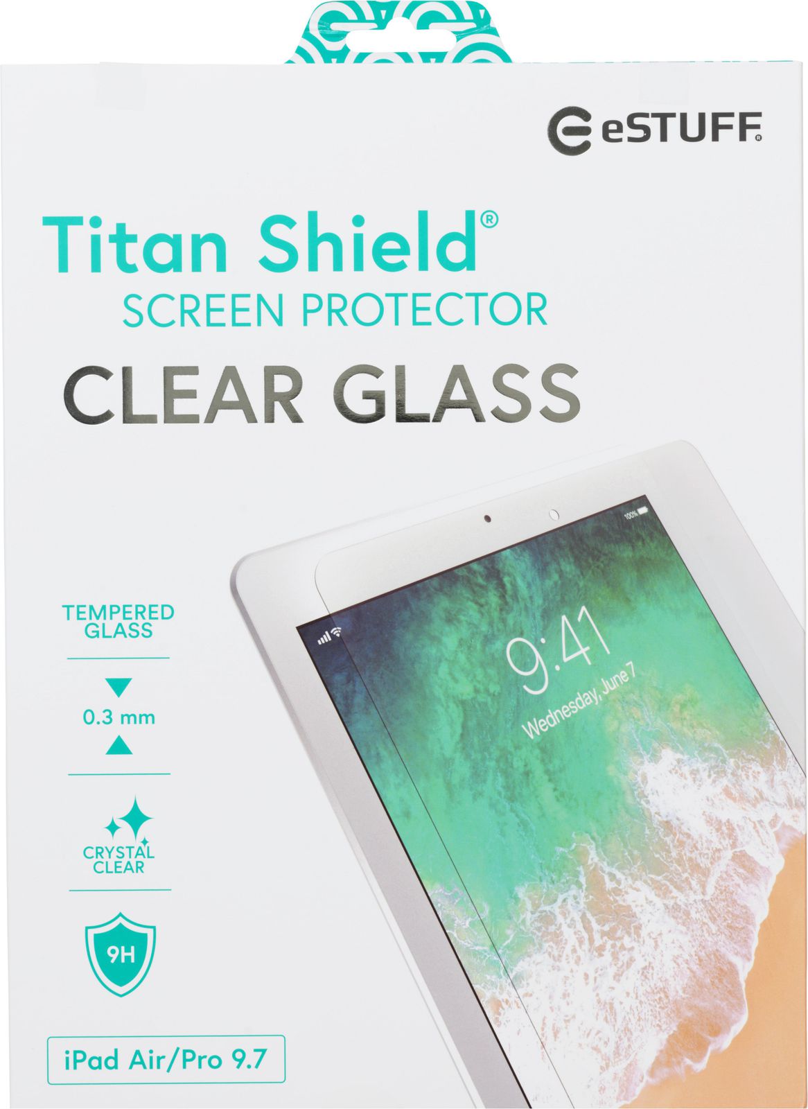 Skärmskydd eSTUFF Titan Shield Clear Glass, iPad Air/Air 2/Pro 9.7", bild 5
