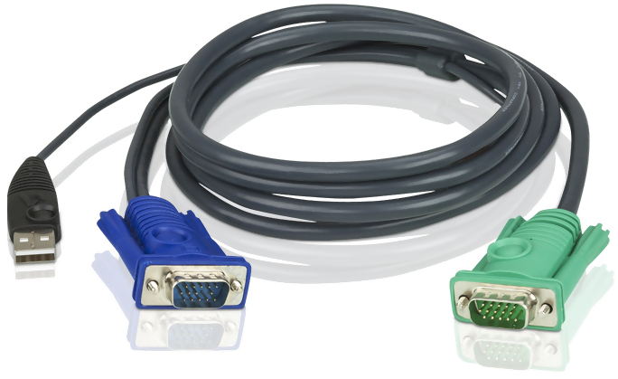 Aten KVM-kablage, SPHD15 ha till HD15 ha & USB Typ A ha, 3m