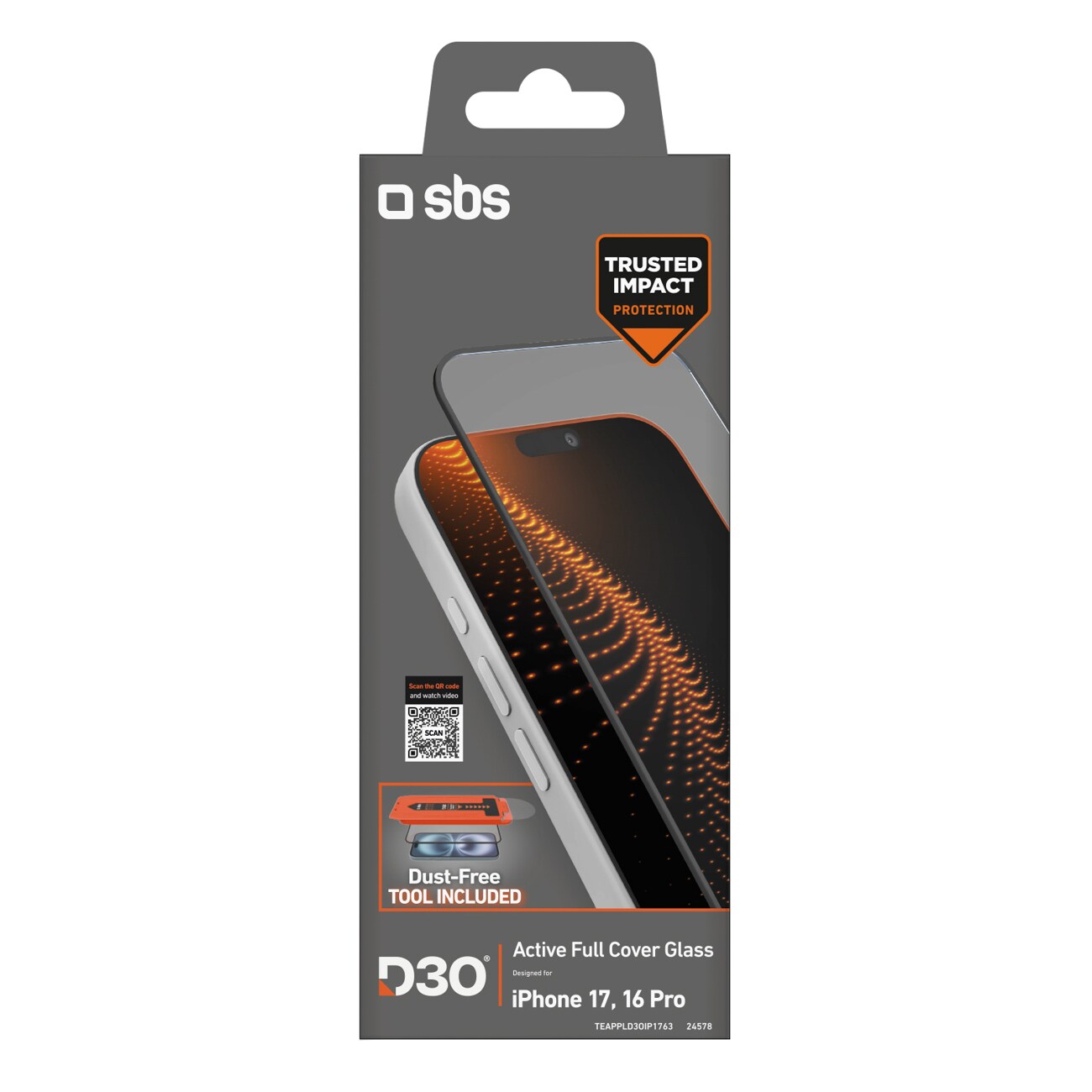 SBS-skyddsglas med D3O-teknik set med applikator för iPhone 17 / iPhone 16 Pro, bild 2