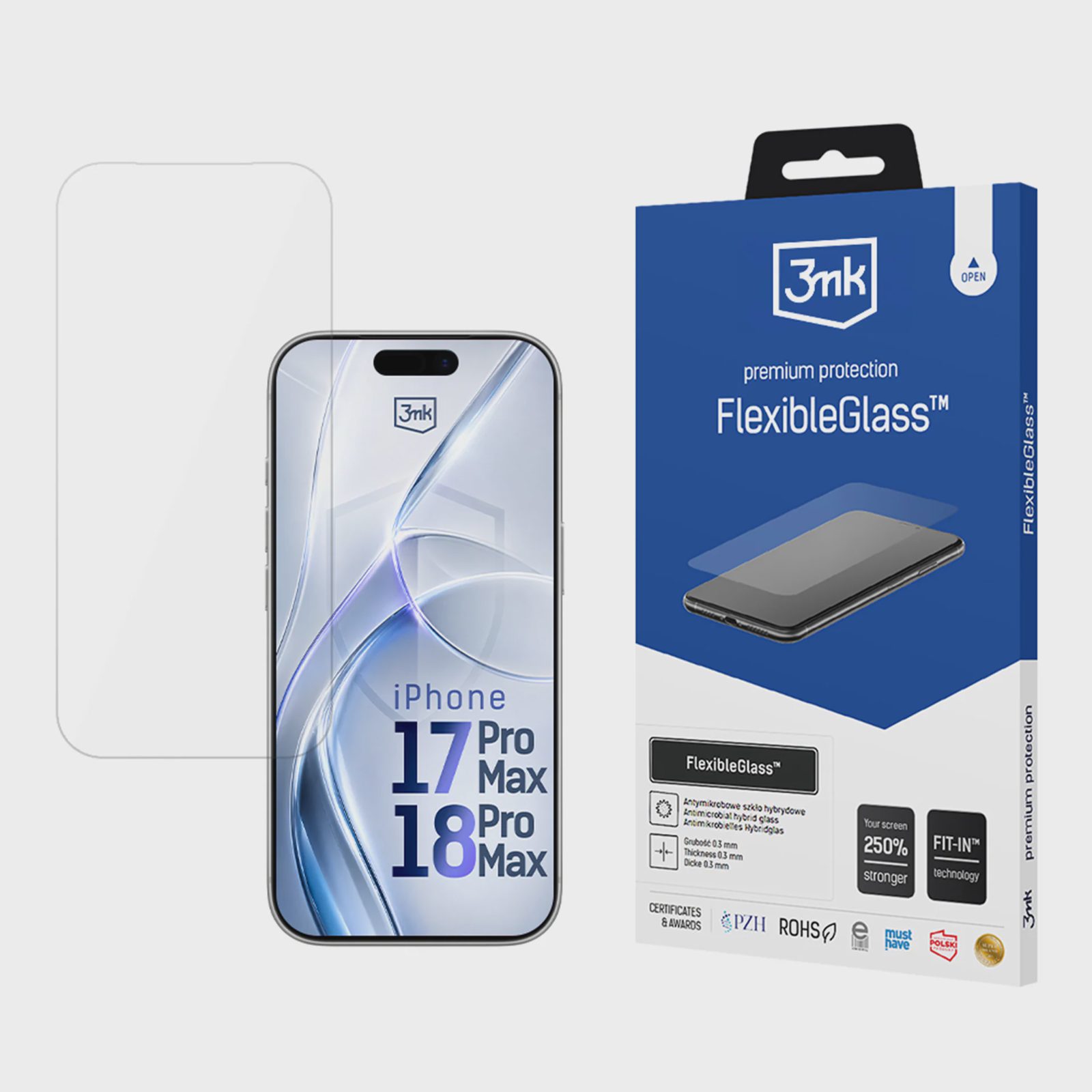 3mk FlexibleGlass - Skärmskydd för mobiltelefon - splitterskydd - glas - för Apple iPhone 17 Pro Max