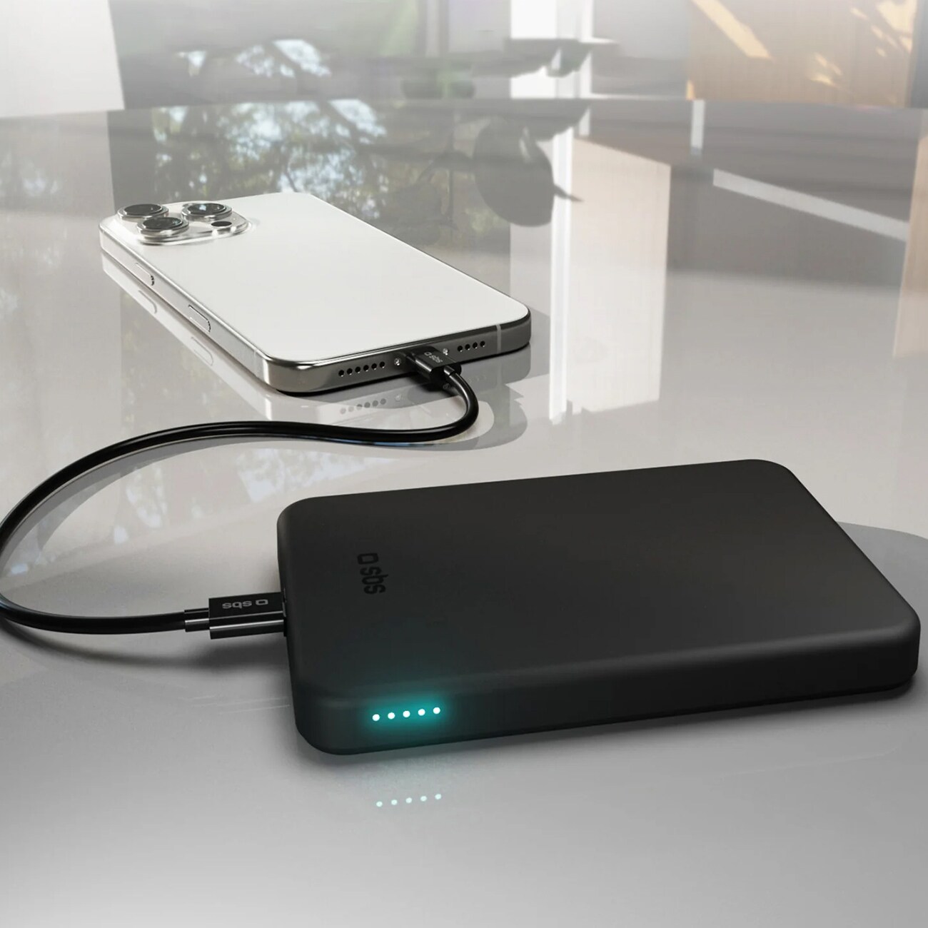 SBS Mag Power Qi2 5000 mAh Powerbank kompatibel med MagSafe - Svart, bild 4
