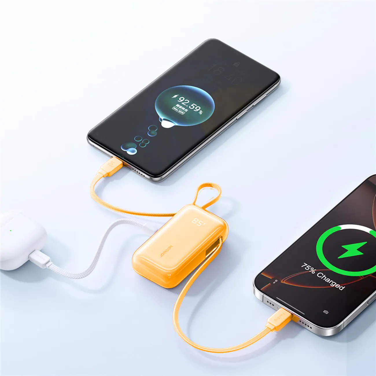 Joyroom JR-PR2L 35 W 10 000 mAh powerbank med inbyggda USB-C-kablar – orange, bild 3