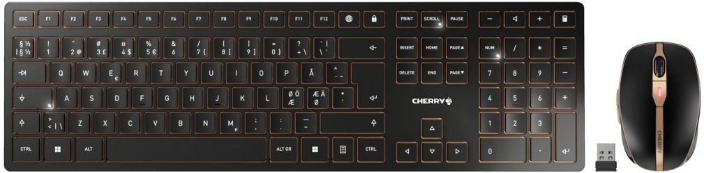 Cherry DW 9100 Slim Wireless Desktop, RF/Bluetooth/USB-C, nordiskt - Svart/Brons, bild 2