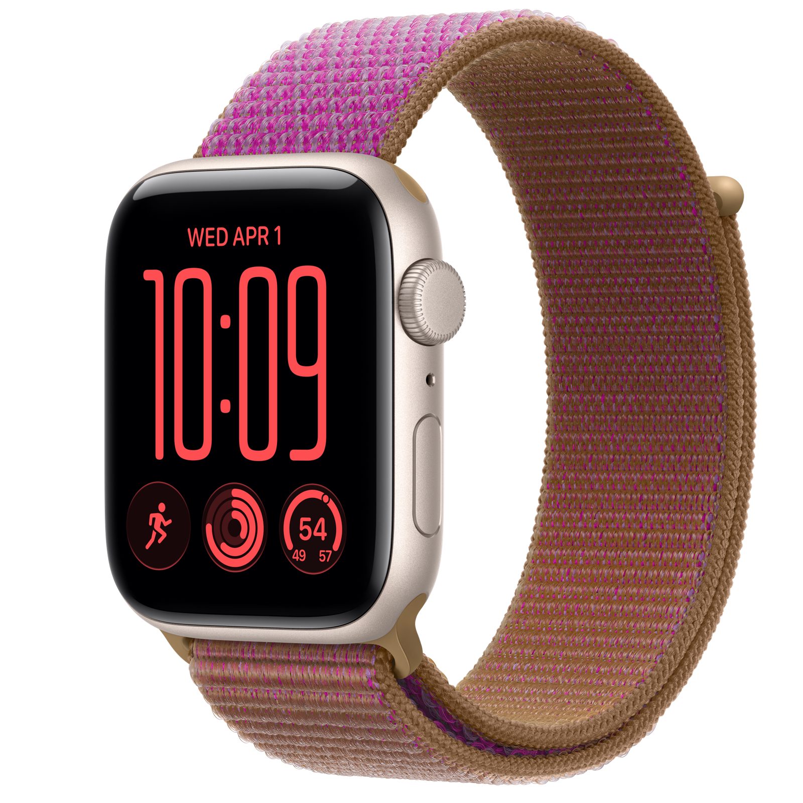 Apple Watch SE 3 (GPS) • Aluminiumboett stjärnglans, 44 mm • Sportloop magenta