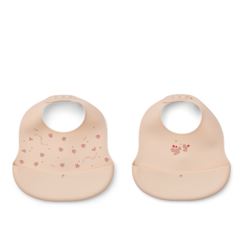 Liewood - Ember Printed Bib - Mini Butterfly / Apple blossom - One size
