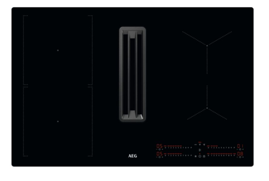 AEG CCE84543CB induktionshäll 80 cm med integrerad fläkt, svart