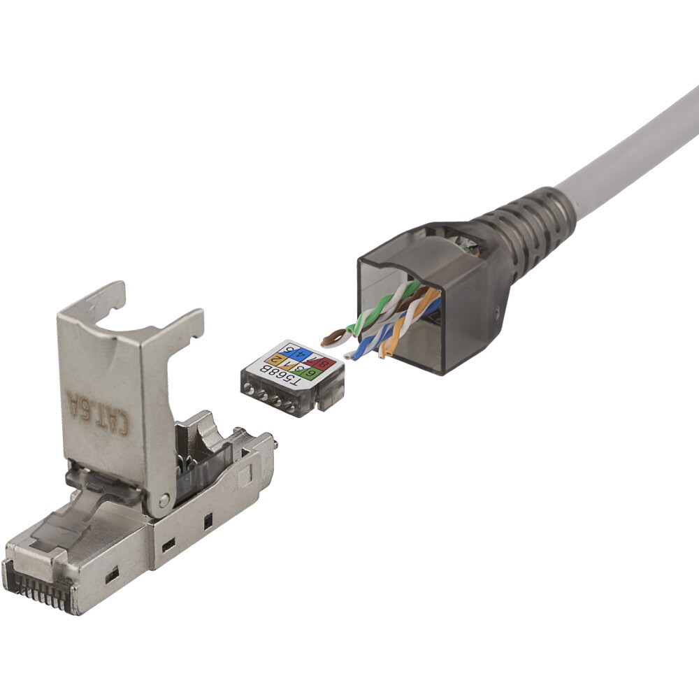 Deltaco RJ45 kontaktdon Cat6A / RJ45-kontakt för Cat6A-kabel / Verktygsfri RJ45-plugg, bild 2