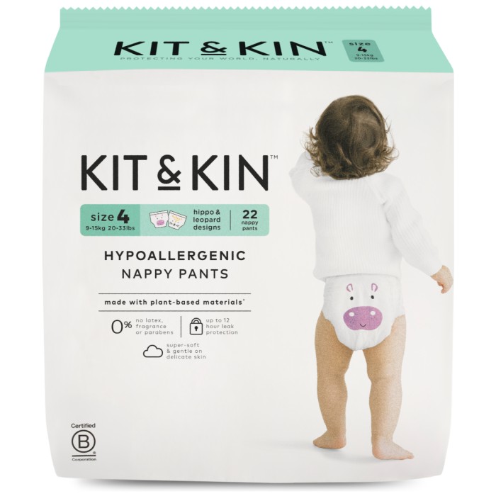 Kit & Kin Hypoallergena Byxblöjor/Pull Ups Storlek 4 Maxi (9-15 kg) 22 st