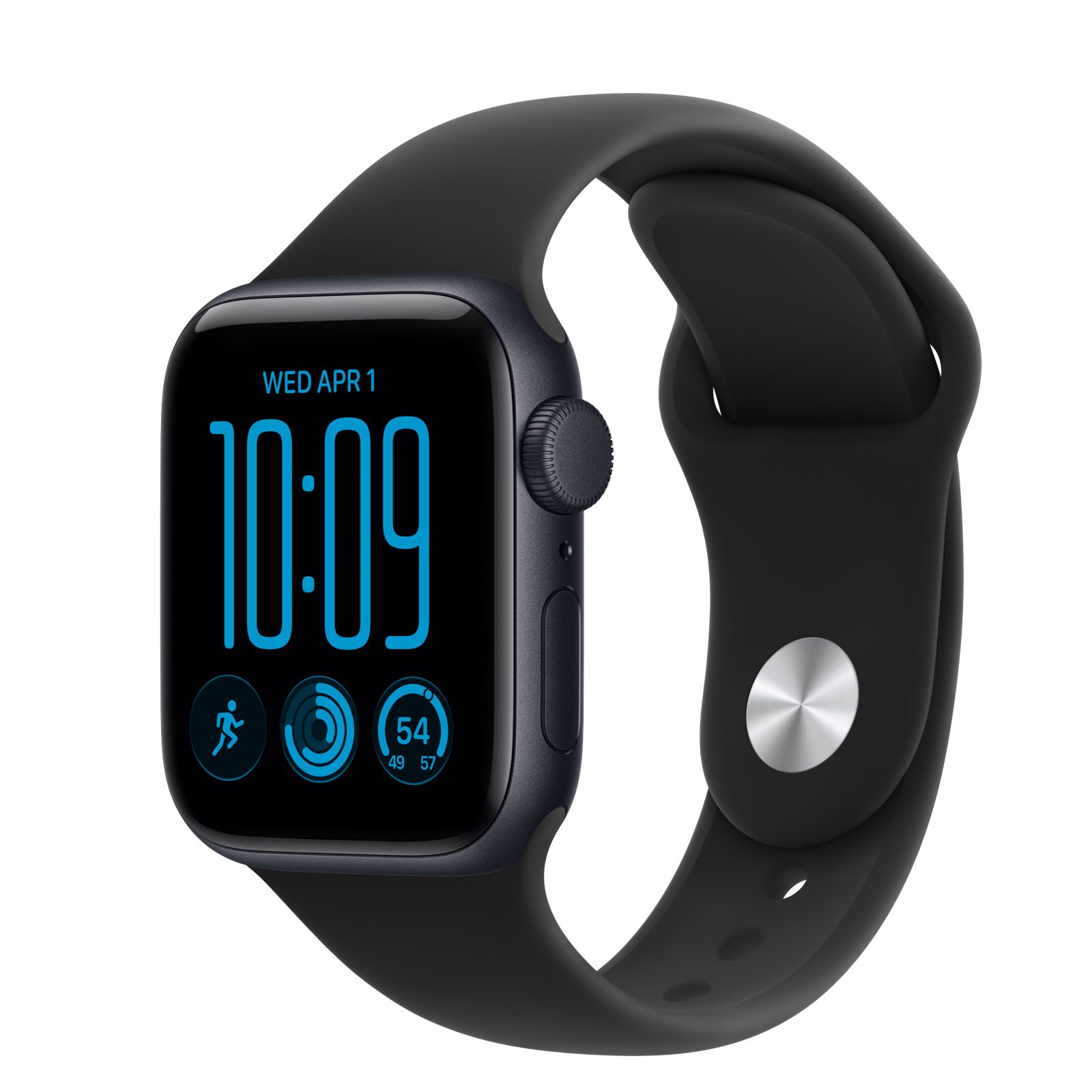 Apple Watch SE 3 (GPS) • Aluminiumboett midnatt, 40 mm • Sportband svart