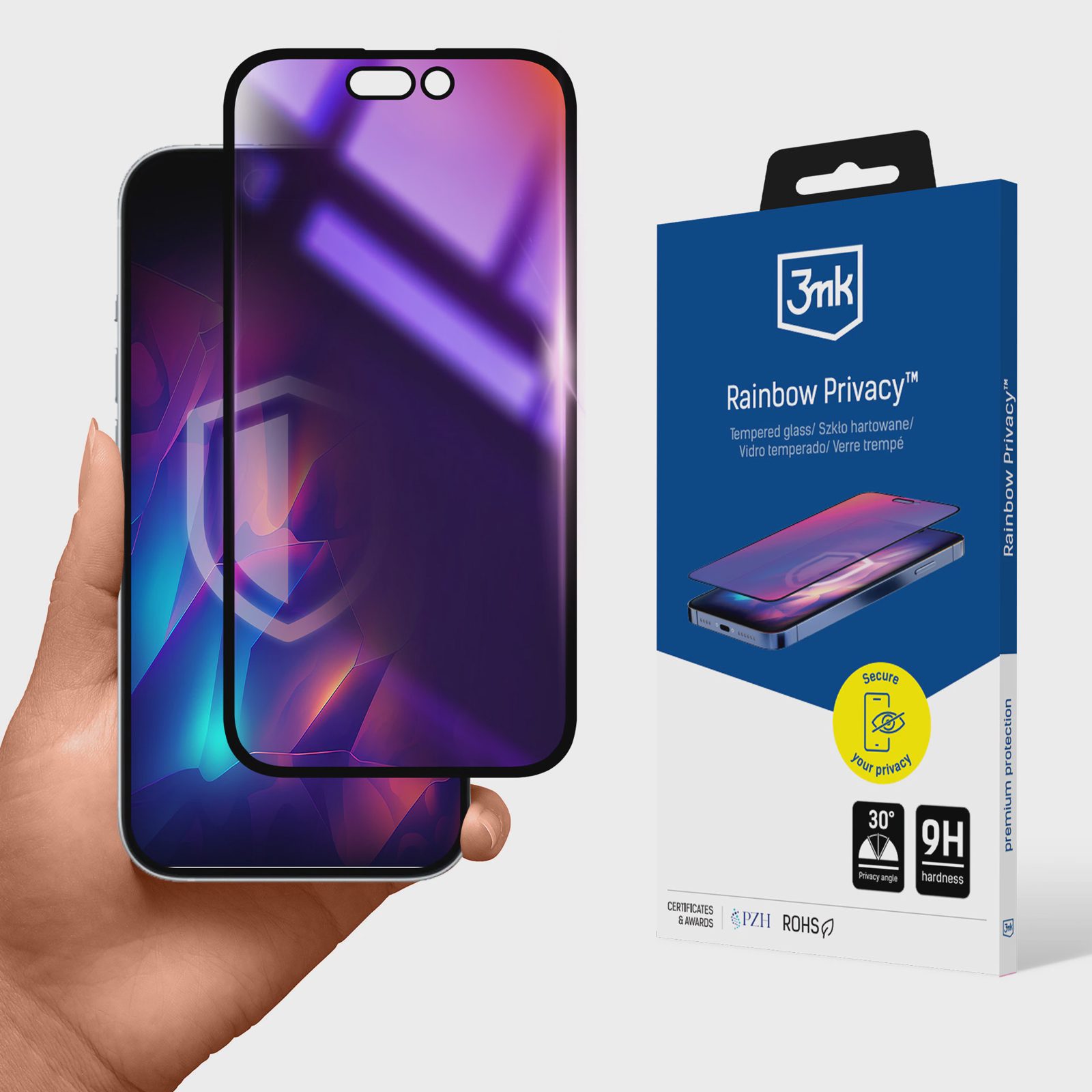 3mk Rainbow Privacy härdat glas till Apple iPhone 14 Pro