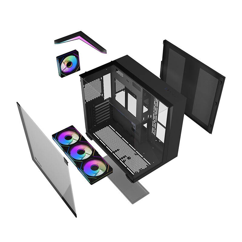 Darkflash TH285 computer case 4 fans (black) - Chassi - Miditower - Svart, bild 4
