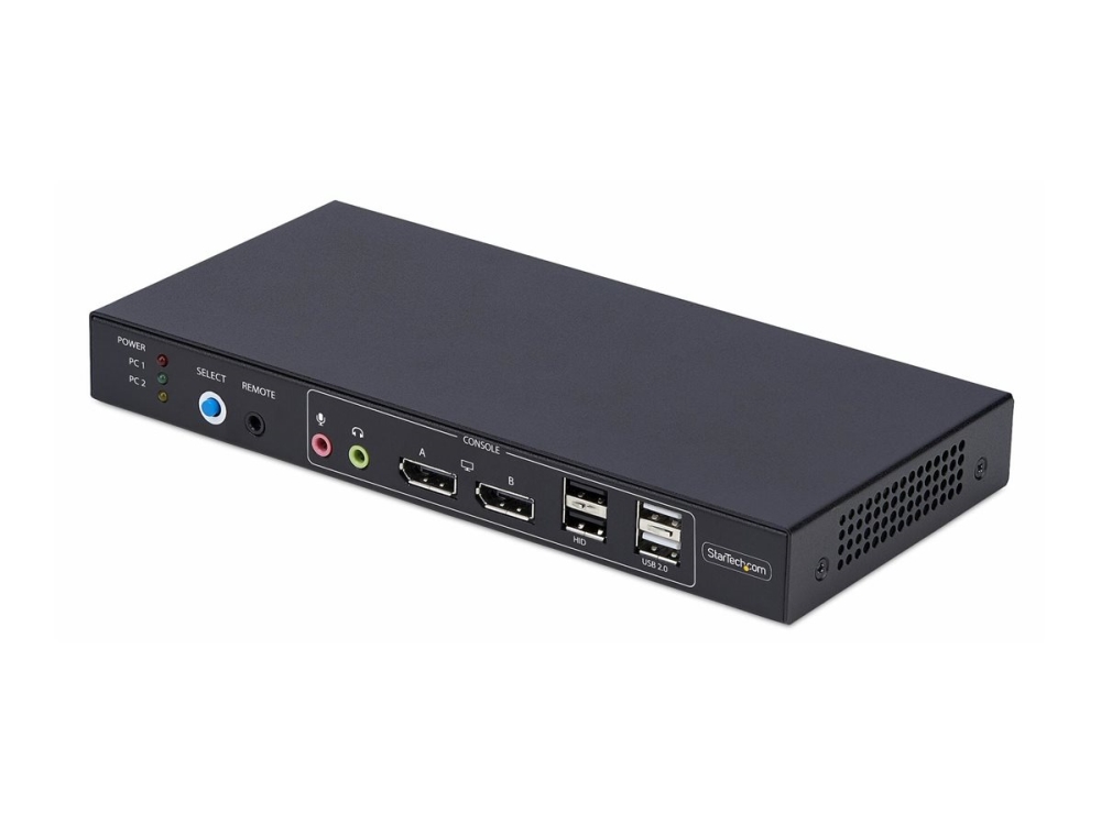 StarTech.com 2-Port Dual-Monitor DP KVM Switch w/Video Matrix, 4K 60Hz - Omkopplare för tangentbord/video/mus/ljud/USB - 2 x KVM/ljud/USB - 1 lokal användare - skrivbordsmodell - TAA-kompatibel