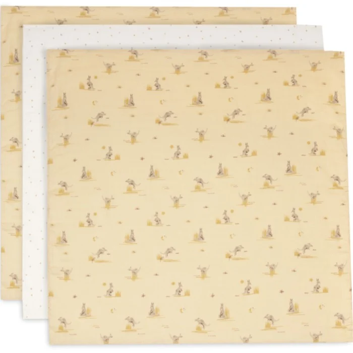 Jollein Muslinfilt 70x70 cm Kangaroots 3-pack