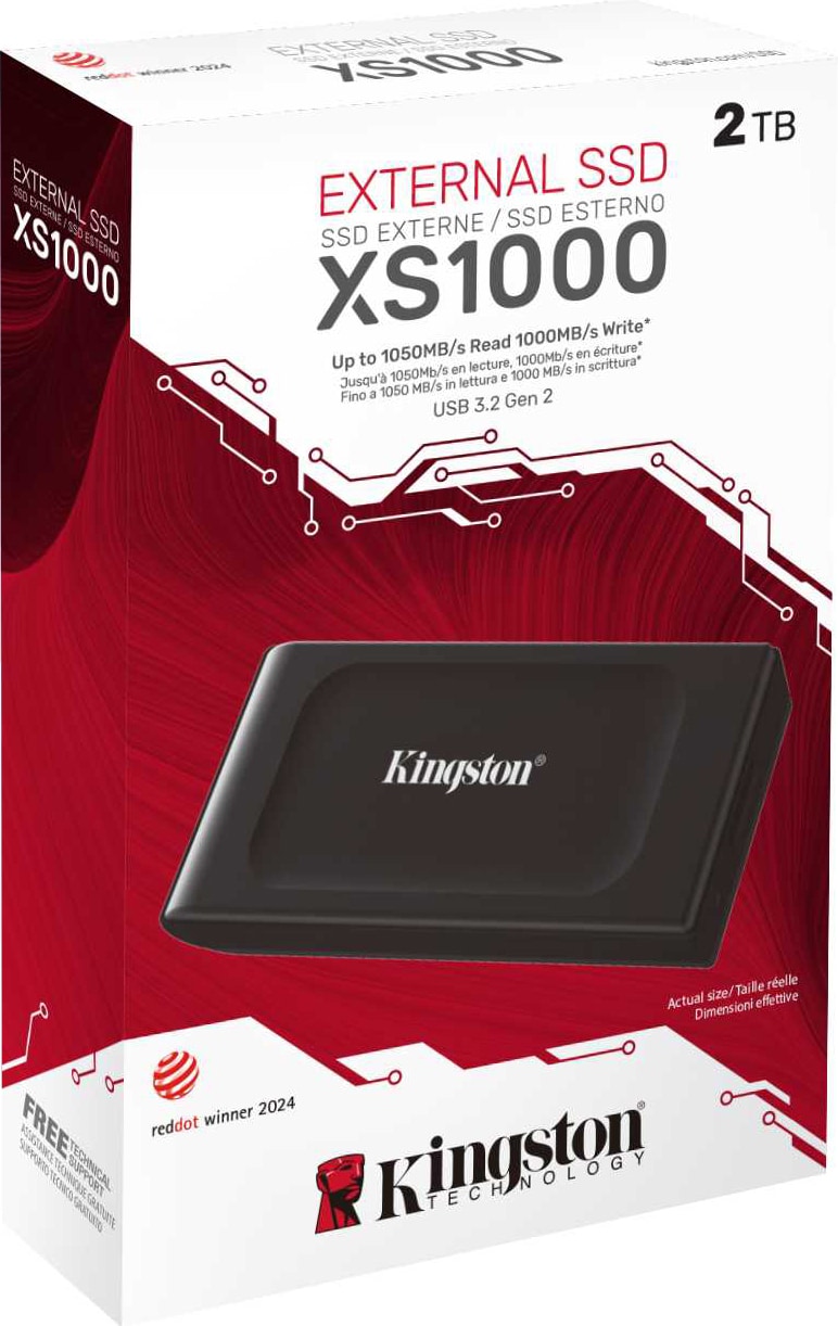 Kingston XS1000 portable SSD 2TB 1050MB/s Svart