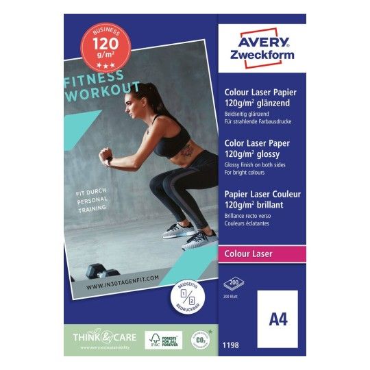 Fotopapir Avery Zweckform 1198 Superior Colour Laser Paper A4 hvid (210 x 297 mm) - 120 g/m² - m/200 ark
