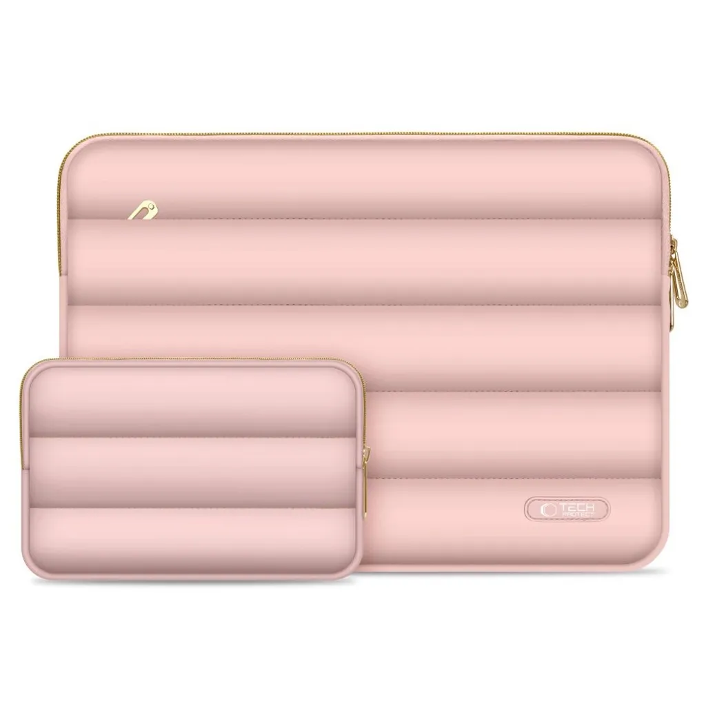 Tech-Protect Puffy Laptopfodral 13-14" med tillbehörsväska - Rosa