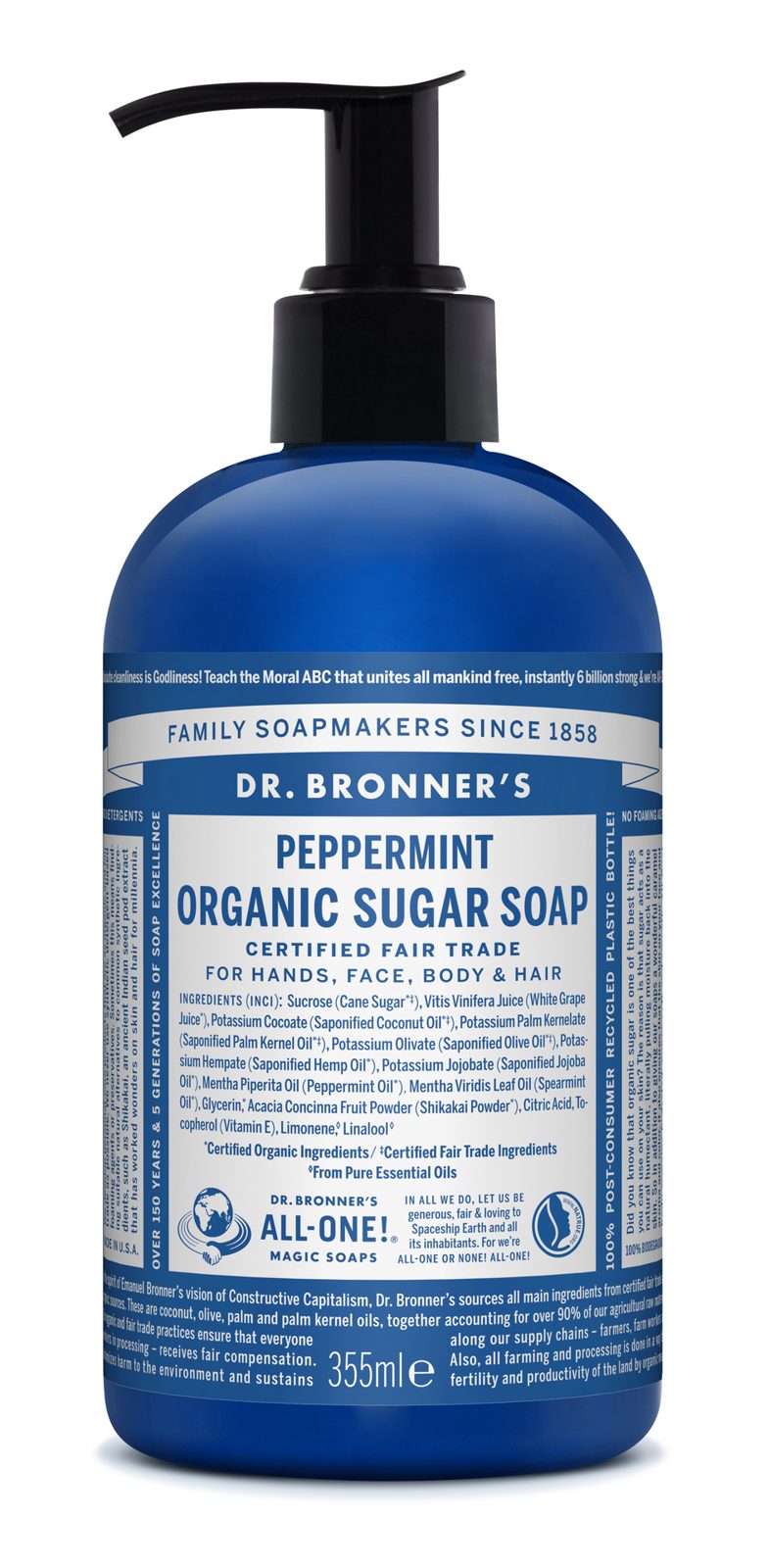 Dr. Bronner's Organic Sugar Soap Peppermint 355 ml