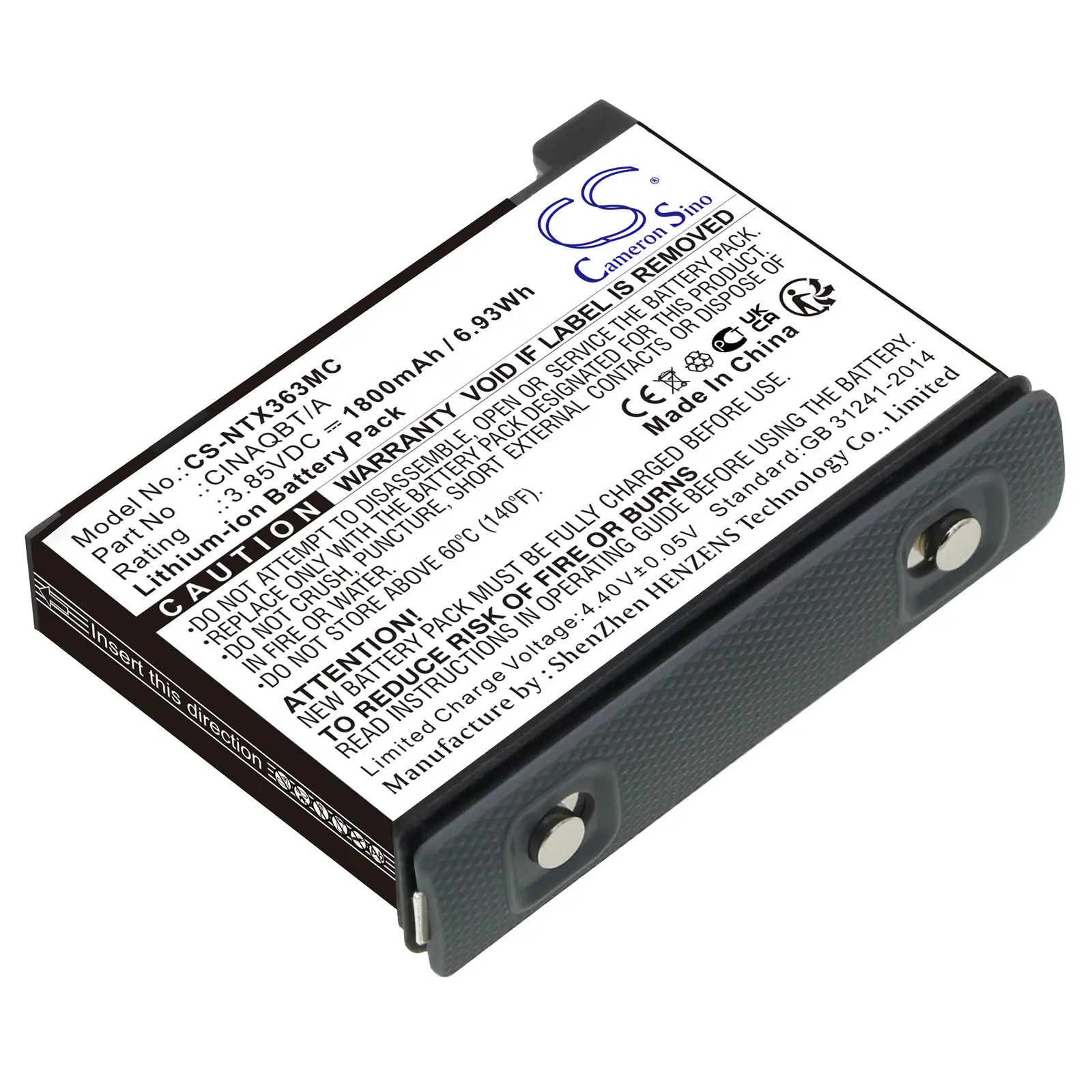 Cameron Sino batteri Cinqaqbt/a för Insta360 Insta 360 One X3 / Cs-ntx363mc